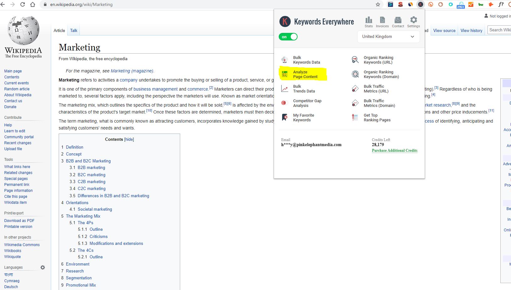 analyse page
