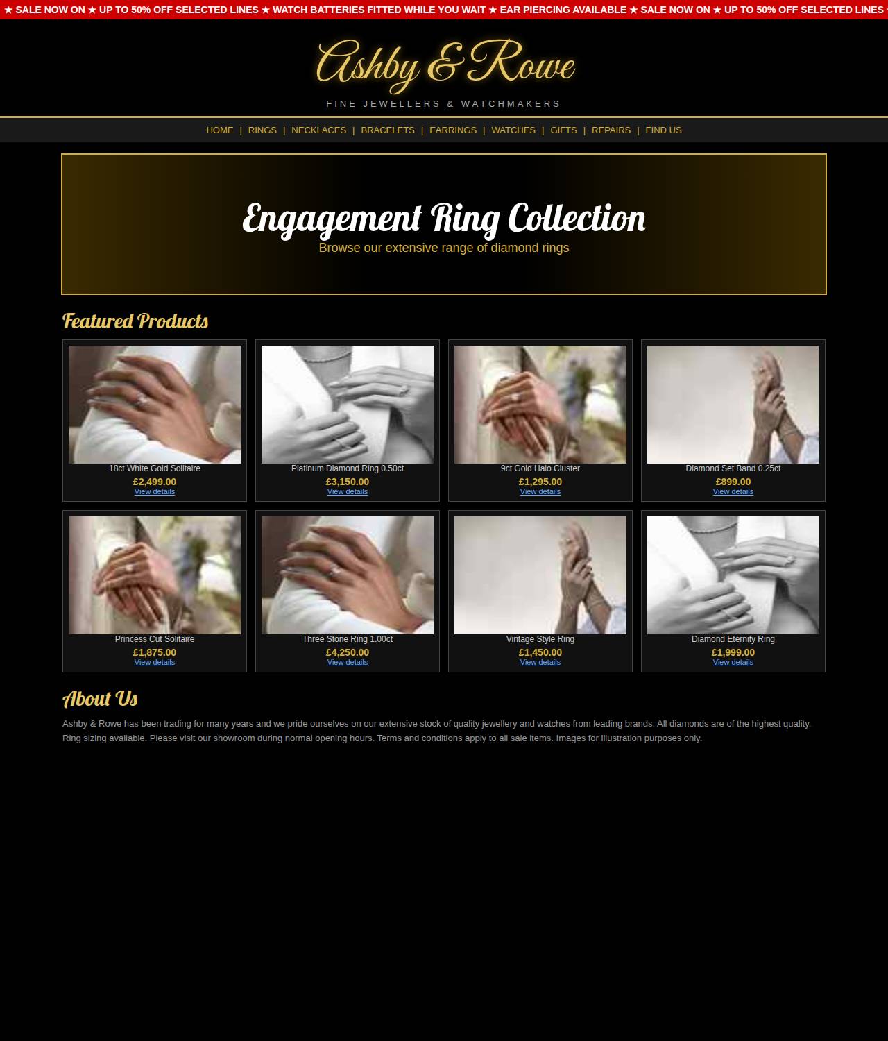 Ashby & Rowe homepage before, an old style site