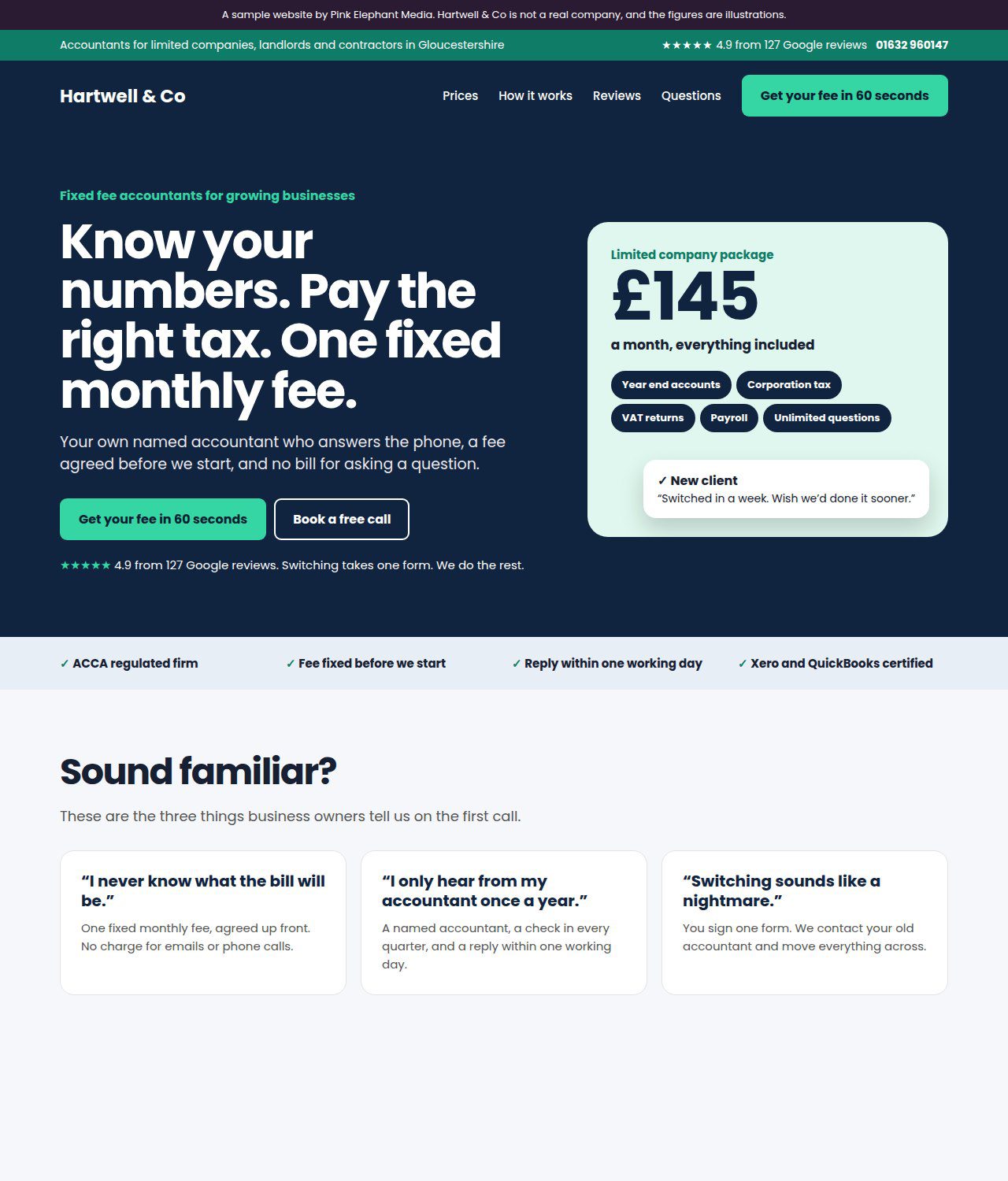 An accountancy firm website after